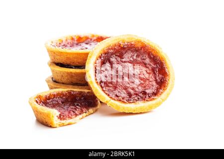 Sweet biscuits with strawberries jam isolated on white background. Stock Photo