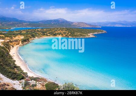 Tropical beach of Voulisma beach, Istron, Crete, Greece. Stock Photo