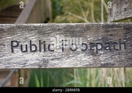 Wooden Public Footpath sign Stock Photo