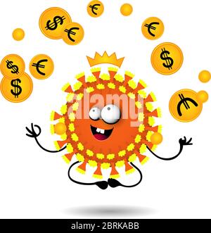 The impact of the virus on the global economy. Character coronavirus molecule character Stock Vector