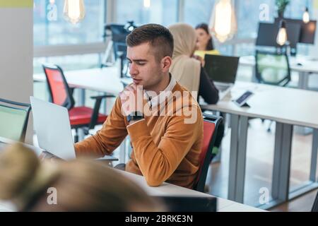 business man working with documents and laptop, consultant lawyer concept. Counting financial data Stock Photo