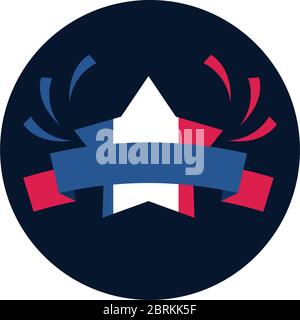 france flag with ribbon block and flat style icon design, Bastille day ...