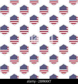 USA Flag Hexagon seamless pattern background. Stock vector illustration isolated Stock Vector