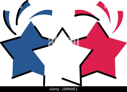 france stars line and fill style icon design, Bastille day and french theme Vector illustration Stock Vector