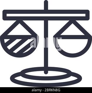 Law scale line style icon design, Justice legal judgment judical authority freedom veridict attorney and crime theme Vector illustration Stock Vector