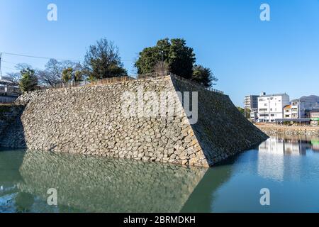 Ruins of Mihara Castle, also known as Ukishiro Castle, located in Mihara City, Hiroshima Prefecture. Hiroshima Prefecture, Japan Stock Photo
