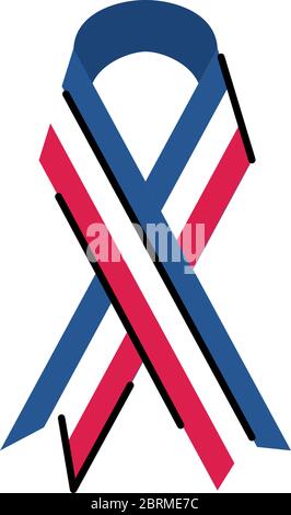 france ribbon line and fill style icon design, Bastille day and french theme Vector illustration Stock Vector