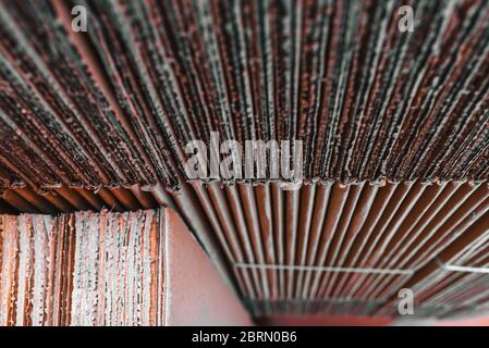 Detail of some folded cardboard boxes to make a move of home. Stock Photo