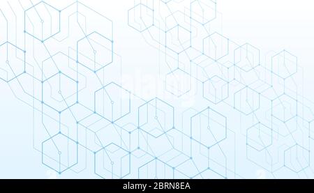Abstract lines and dots connect on white background. Technology connection digital data and big data concept. Stock Vector