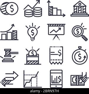line style icon set design, economy finance and money theme Vector illustration Stock Vector