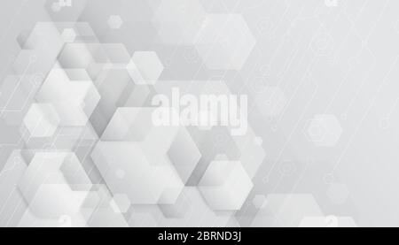 Abstract geometric white and grey hexagonal design background. Stock Vector