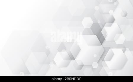 Abstract geometric white and grey hexagonal design background. Stock Vector