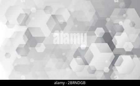 Abstract geometric white and grey hexagonal design background. Stock Vector