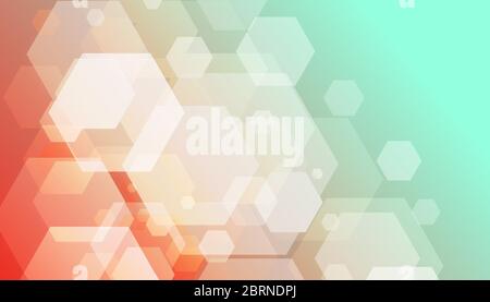 Abstract geometric orange and green hexagonal design background. Stock Vector