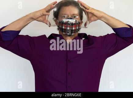 Safety glasses and a medical mask. Stock Photo