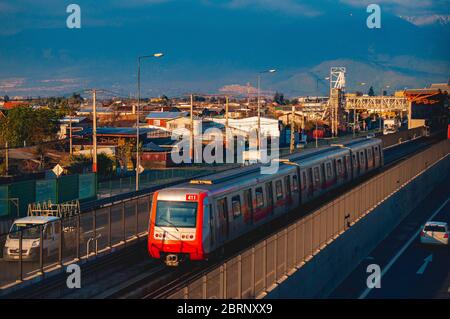 Santiago, Chile - July 2016: A Metro de Santiago Train at Line 4A Stock Photo