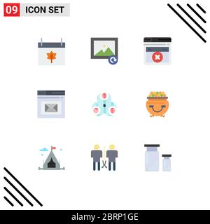 9 Universal Flat Colors Set for Web and Mobile Applications medical, hazard, web, web, mail Editable Vector Design Elements Stock Vector
