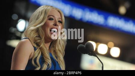 Cleveland, United States Of America. 19th July, 2016. CLEVELAND, OH - JULY 19: Tiffany Trump on the second day of the Republican National Convention on July 19, 2016 at the Quicken Loans Arena in Cleveland, Ohio. An estimated 50,000 people are expected in Cleveland, including hundreds of protestors and members of the media. People: Tiffany Trump Credit: Storms Media Group/Alamy Live News Stock Photo