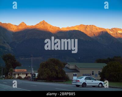 Sunrise on the Humboldt Mountains above Glenorchy, Otago, South Island, New Zealand Stock Photo