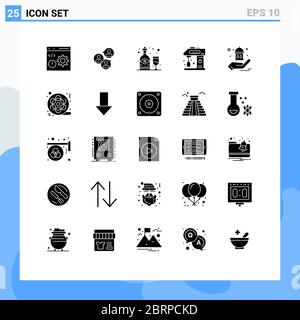 Modern Set of 25 Solid Glyphs and symbols such as cooking, baking, group, appliances, wine Editable Vector Design Elements Stock Vector