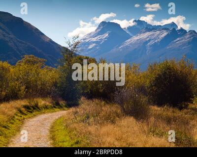Mt Earnslaw / Pikirakatahi (2830m) from the Glenorchy Walkway, Otago, South Island, New Zealand Stock Photo