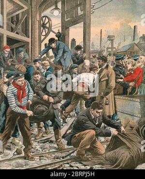 The Courrieres Mine Disaster - Victims Bodies Come to light - Saturday 10 March 1906 Stock Photo