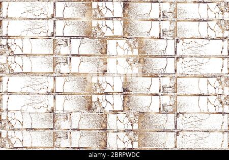 Set of golden distressed overlay texture of old brick wall, grunge background. abstract vector illustration. Stock Vector