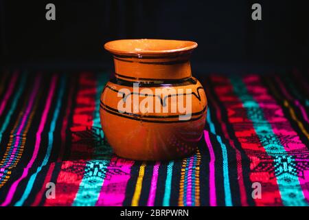 mexican clay cup traditional for coffee in Mexico Stock Photo