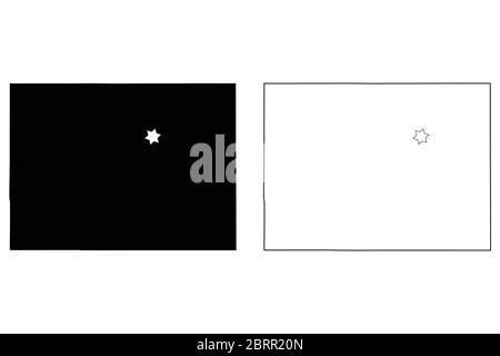 Colorado CO state Map USA with Capital City Star at Denver. Black silhouette and outline isolated maps on a white background. EPS Vector Stock Vector