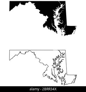 Simple outline map of Maryland is a state of United States. Stylized ...