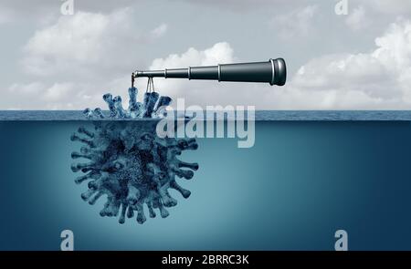 Vaccine search and searching for a cure as a researcher or businessman looking for a therapy for a virus as coronavirus or covid-19 contagion or flu. Stock Photo
