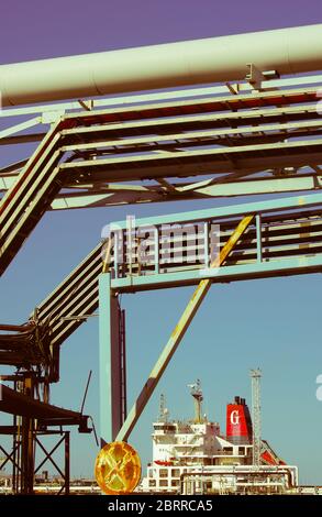 Pipeline and pipe rack of petroleum industrial plant. Offshore Industry ...