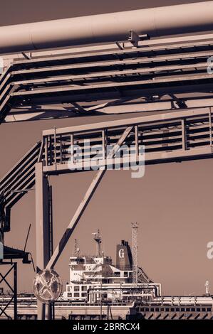 Pipeline and pipe rack of petroleum industrial plant. Offshore Industry ...
