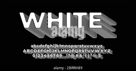 white 3d  flat shadow font or text effect design template Stock Vector
