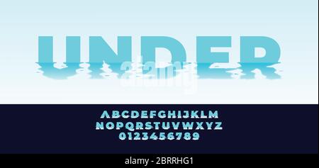 blue water effect font style design template Stock Vector