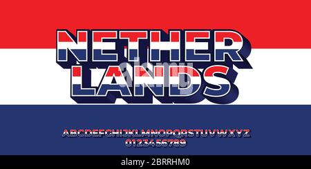 Netherlands flag color text style design templates Stock Vector