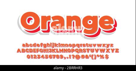 orange 3d font or text effect design template Stock Vector