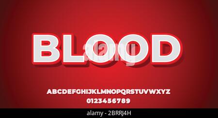 White 3d with red shadow  font style design templates Stock Vector