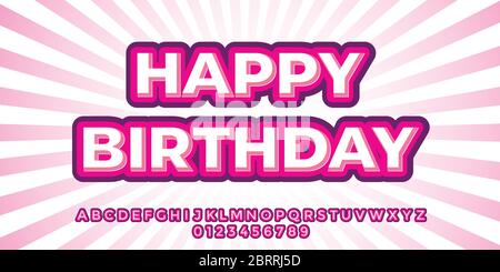 Modern pink with purple shadow 3d font style design templates Stock Vector