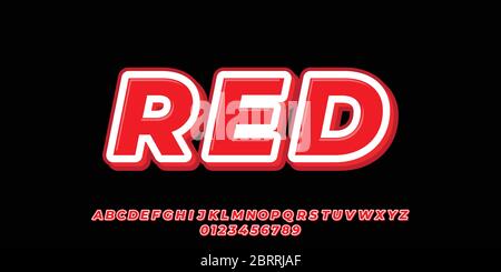 Font style red with white line 3d design templates Stock Vector