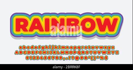 font style 3d effect rainbow color design template Stock Vector