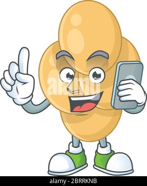 cartoon drawing concept of bordetella pertussis speaking with friends on phone Stock Vector