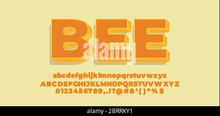 font style 3d effect yellow and orange modern design template Stock Vector