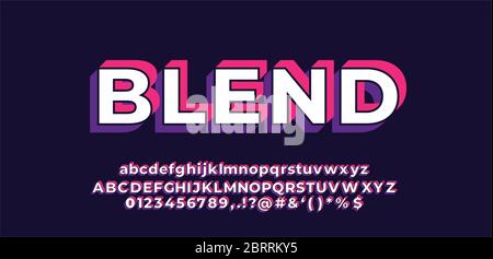 font style flat 3d style pink and purple color design template vector Stock Vector