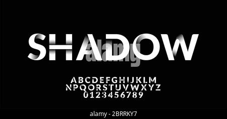 font style white and black shadow effect design template Stock Vector