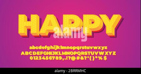 Yellow pop bright 3d font style design templates Stock Vector