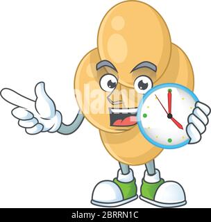 cartoon drawing concept of bordetella pertussis with a circle clock Stock Vector