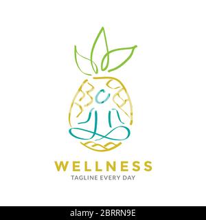 Pineapple yoga logo design - vector Stock Vector
