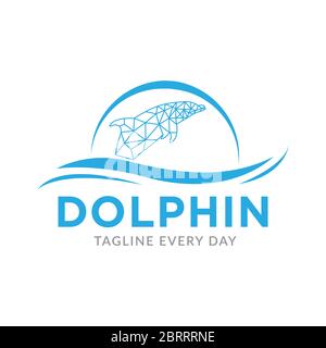 Dolphin tech logo design template Stock Vector