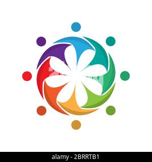 Flower group consulting logo design Stock Vector